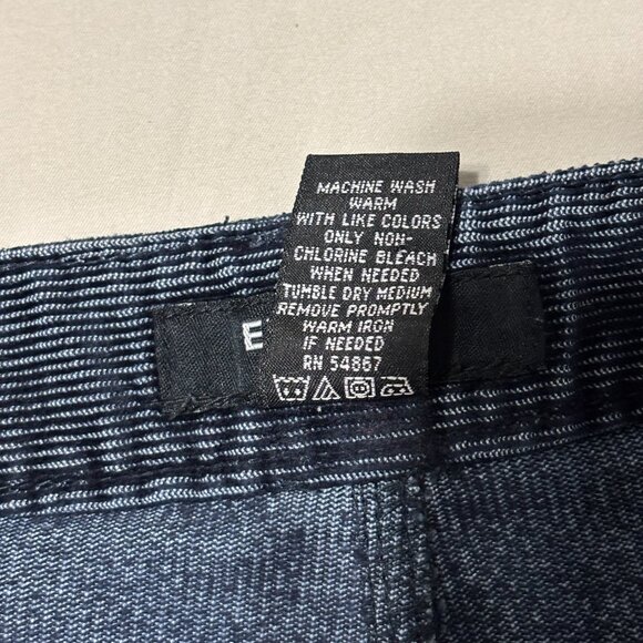 Express Stretch Navy Corduroy Pants Womens 3/4 Inseam 32 Straight Leg Ankle Slit - Picture 8 of 13